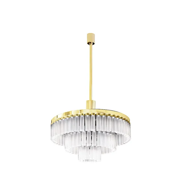 Lalique Orgue lampadario cristallo 3 ranghi dorato