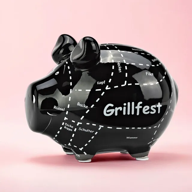 Sparschwein Company Kleinschweine Grillfest salvadanaio nero 12,5 cm