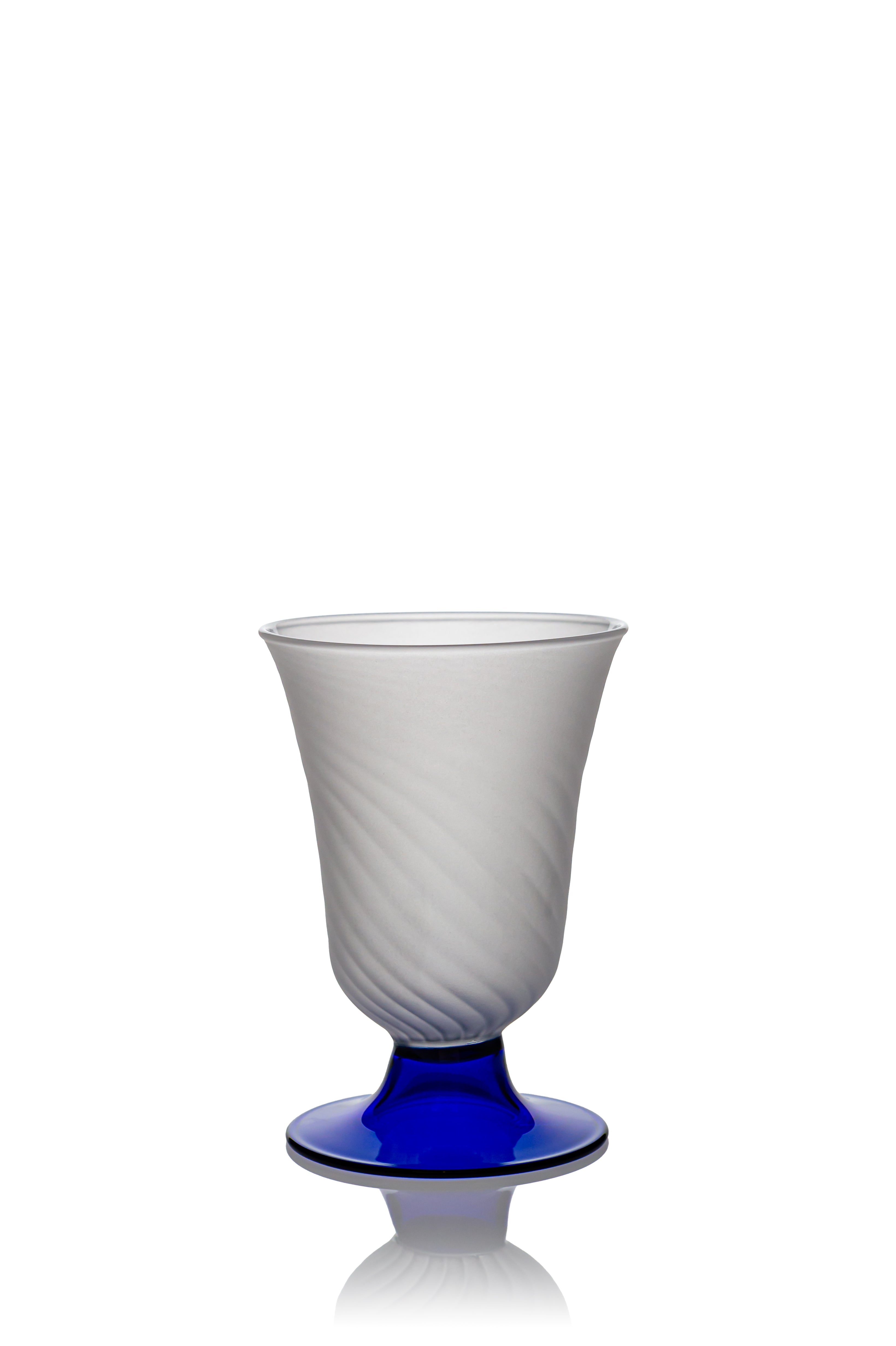 Vaporetto Amalfi bicchiere vetro Murano blu satinato