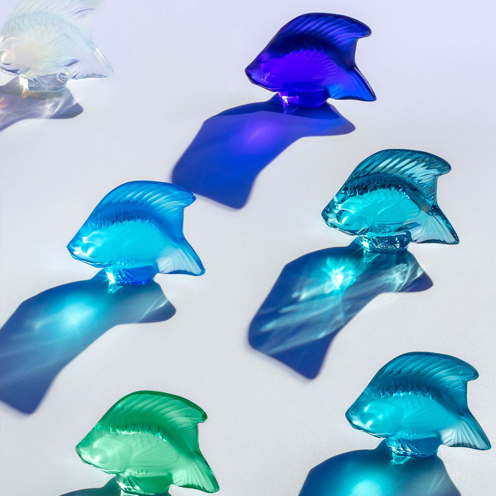 Lalique Fish scultura cristallo taglia S menta