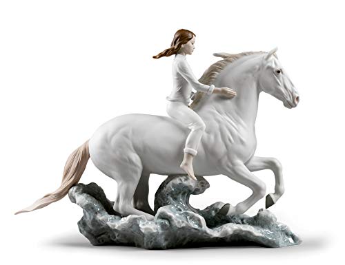 Lladró Cavallo e Donna scultura porcellana Galoppo Mare