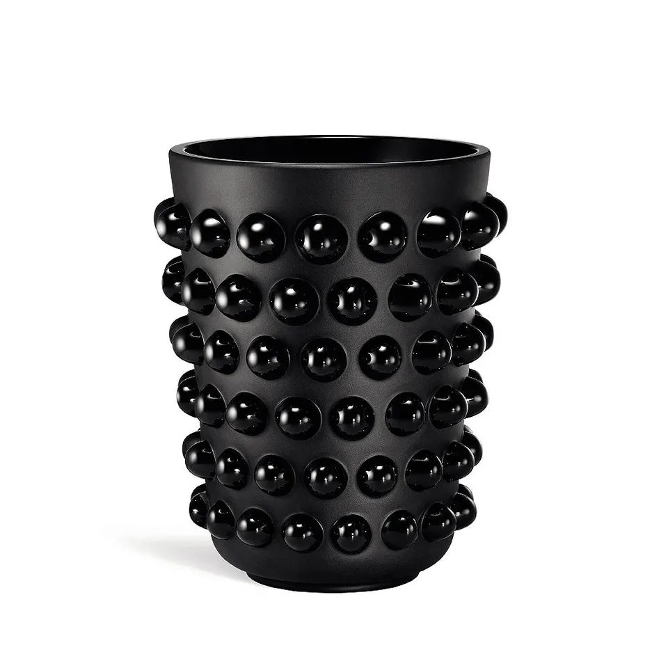 Lalique Mossi vaso cristallo nero taglia XXL