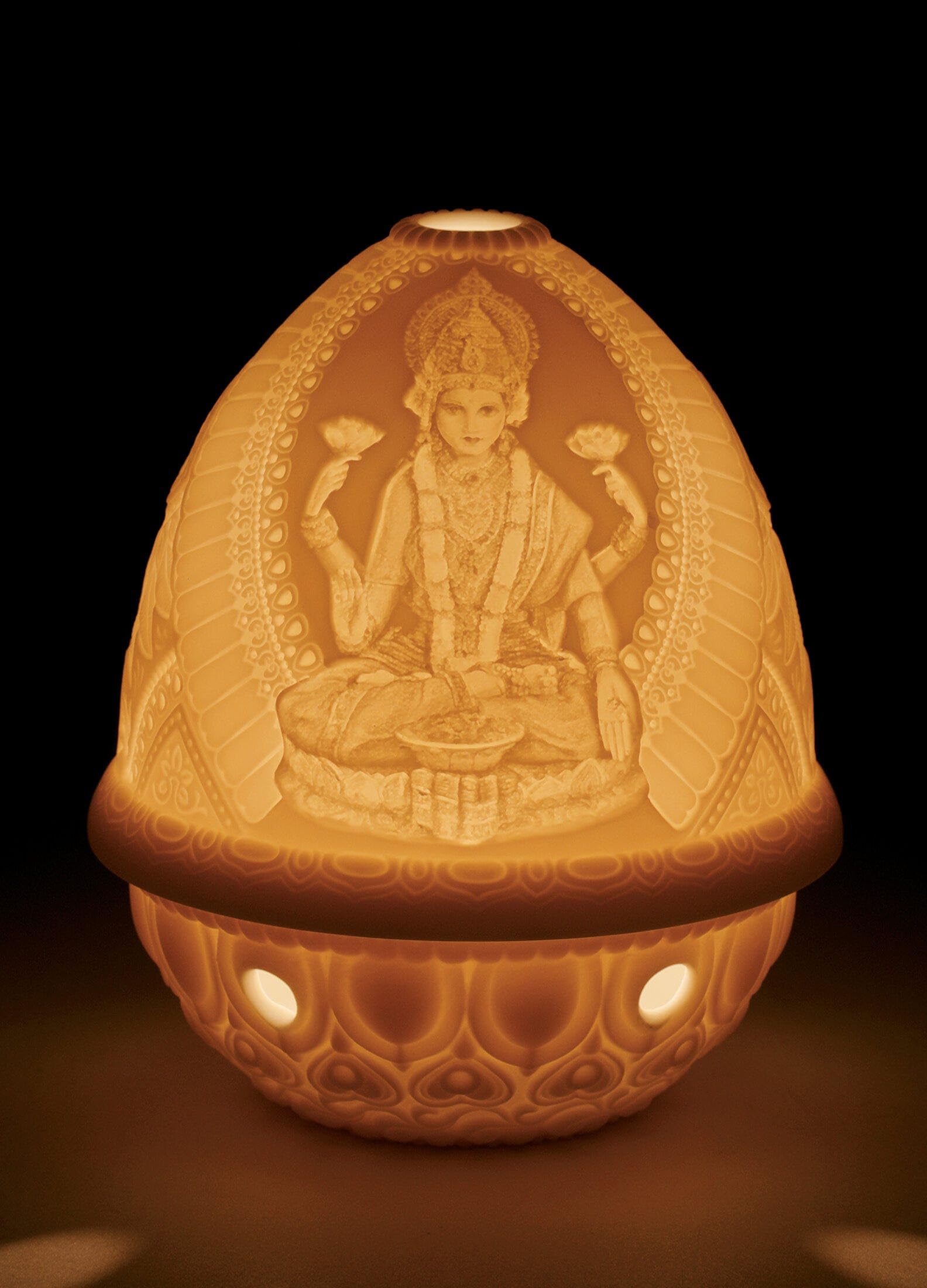 Lladró Litofania Dea Lakshmi Lampada Porcellana