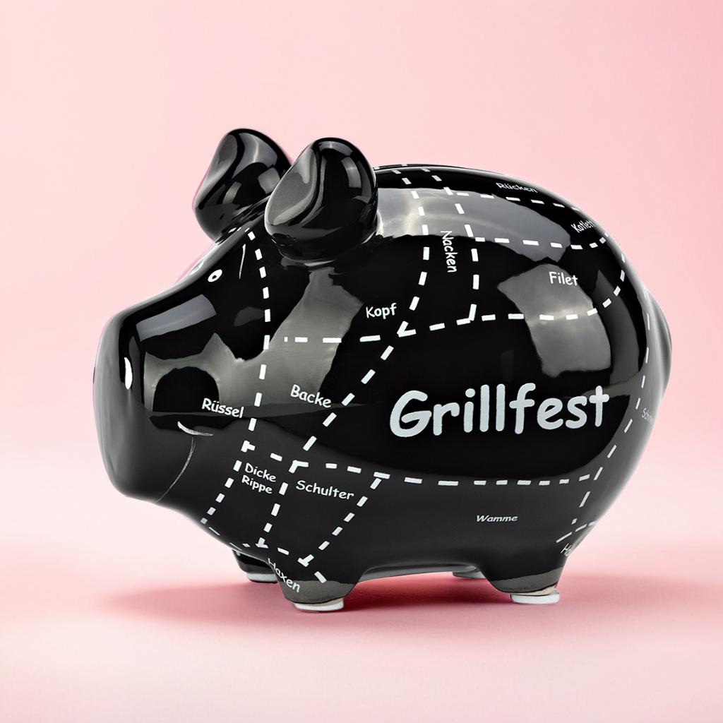 Sparschwein Company Kleinschweine Grillfest salvadanaio nero 12,5 cm