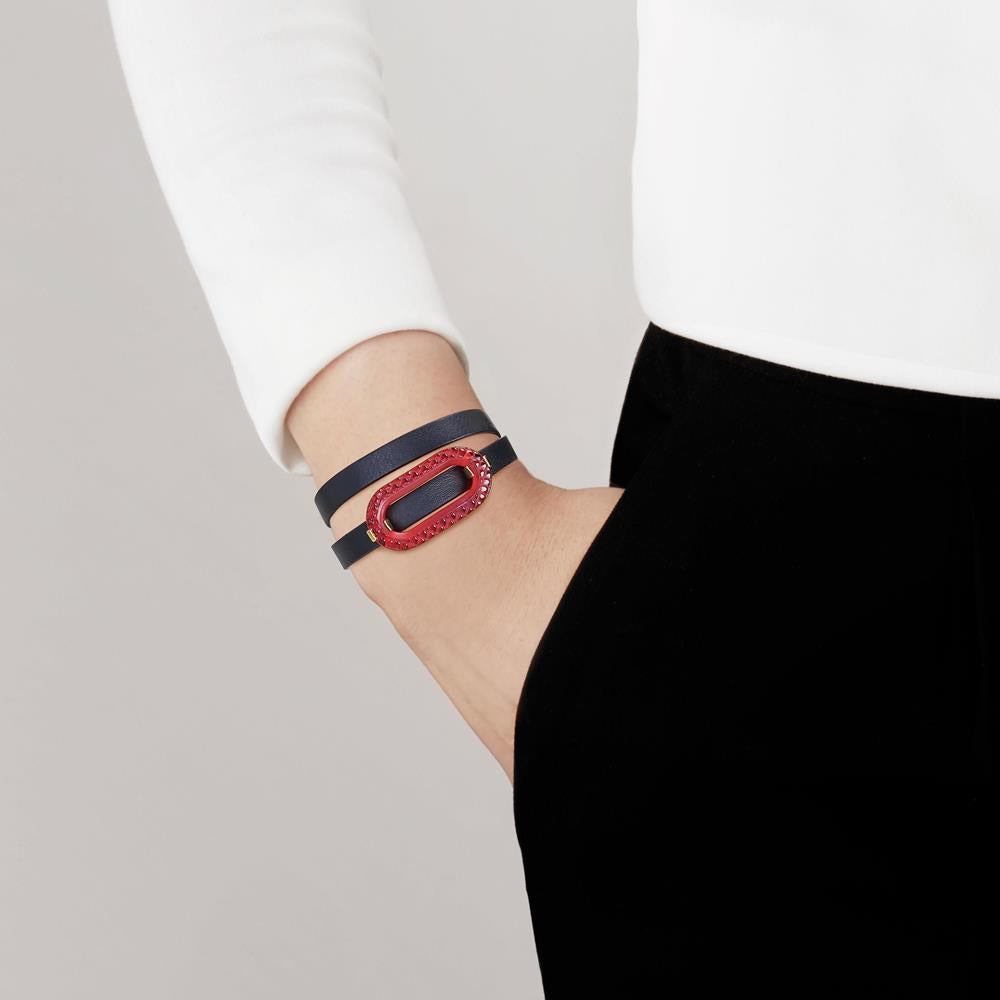René Lalique Empreinte Animale bracciale pelle rossa S