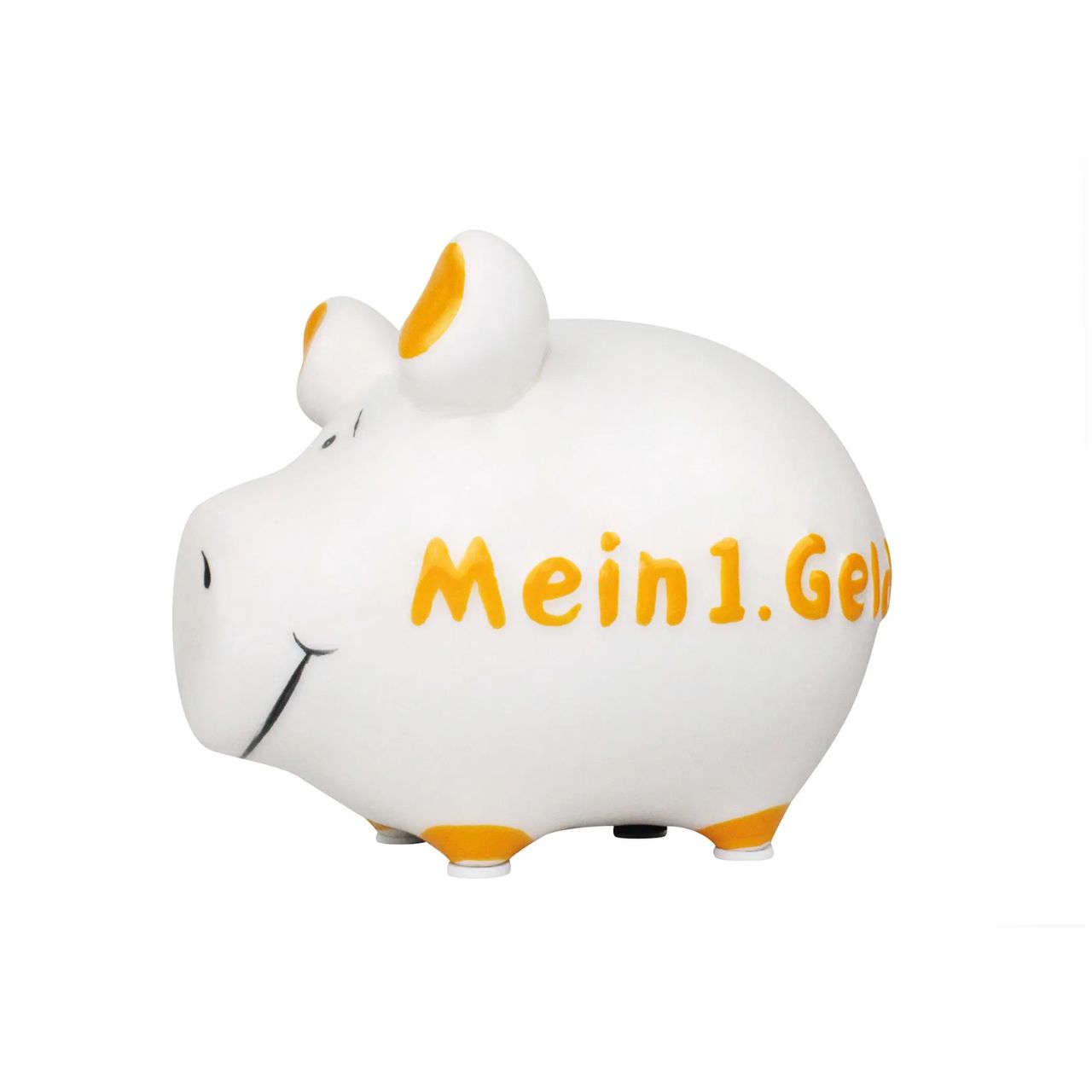 Sparschwein Mein 1. Geld salvadanaio maialino ceramica bianco giallo