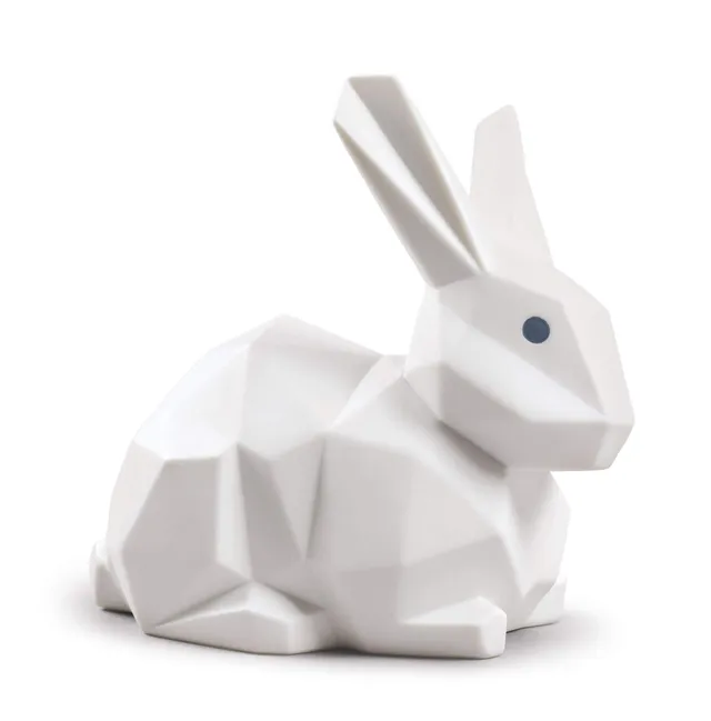 Lladró Coniglio Origami figurina porcellana bianca opaca