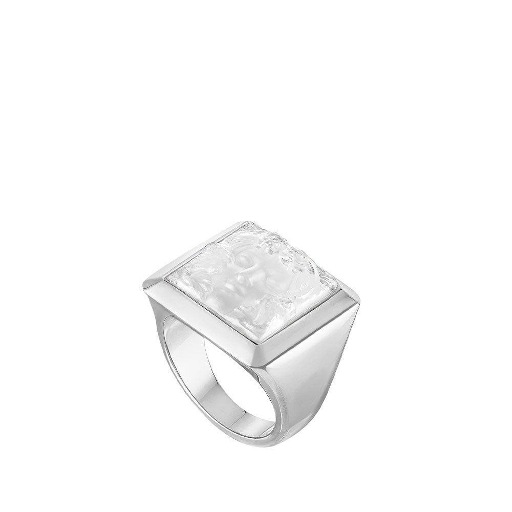 Lalique Aréthuse anello chevalier argento cristallo