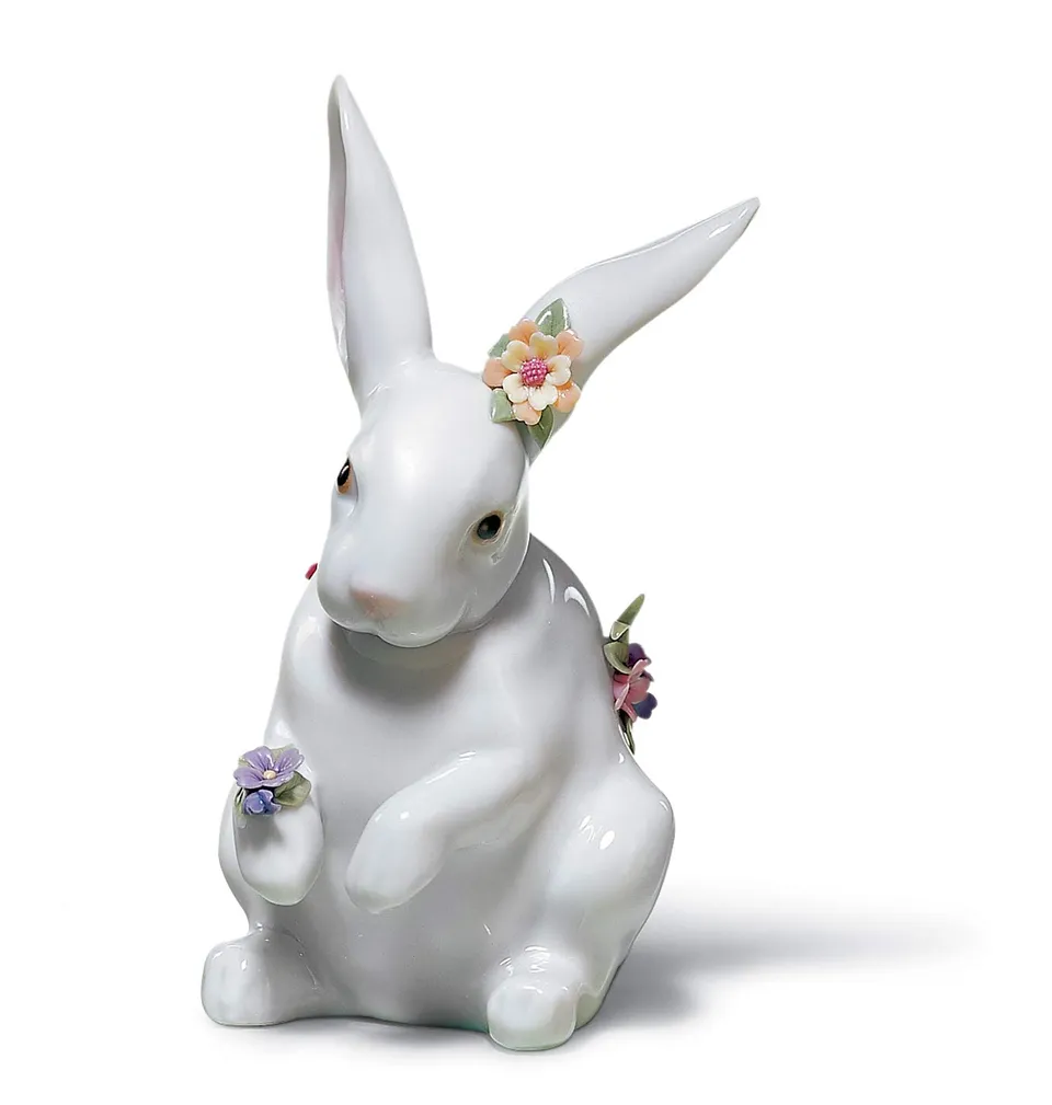 Lladró Sculture Coniglietto con Fiori figura coniglio porcellana
