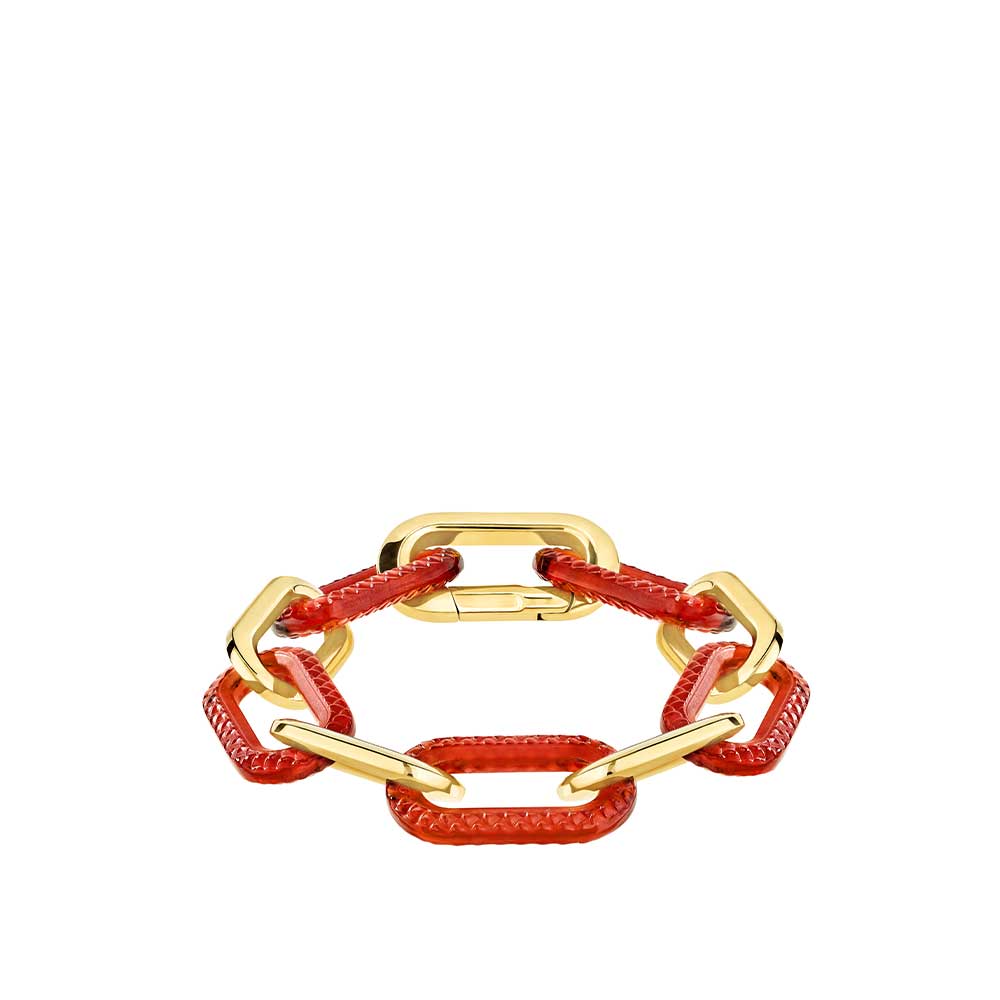 Lalique Empreinte Animale Bracelet 5 Cristalli Bracciale Rosso Oro