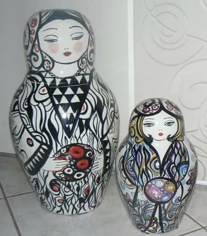 Raffaela Russo Arredo Matrioska 03 Statua Ceramica Dipinta a Mano