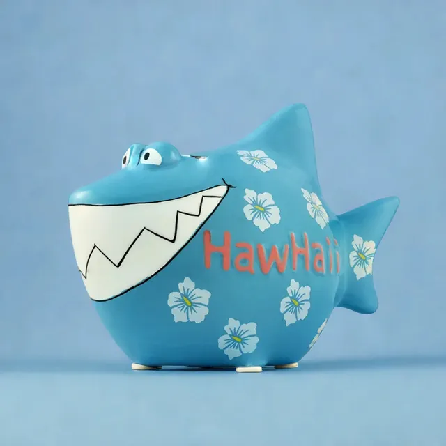 Sparschwein Company HawHaiii Squalo salvadanaio piccolo blu