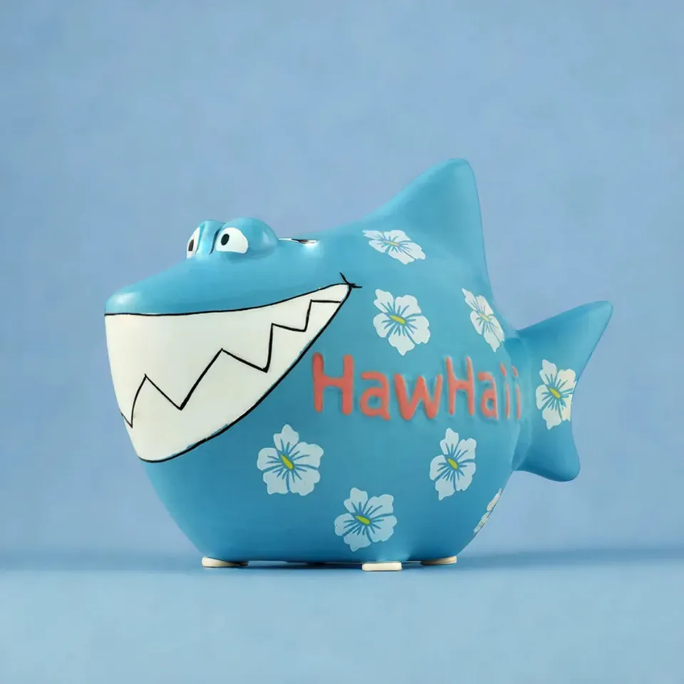 Sparschwein Company HawHaiii Squalo salvadanaio piccolo blu
