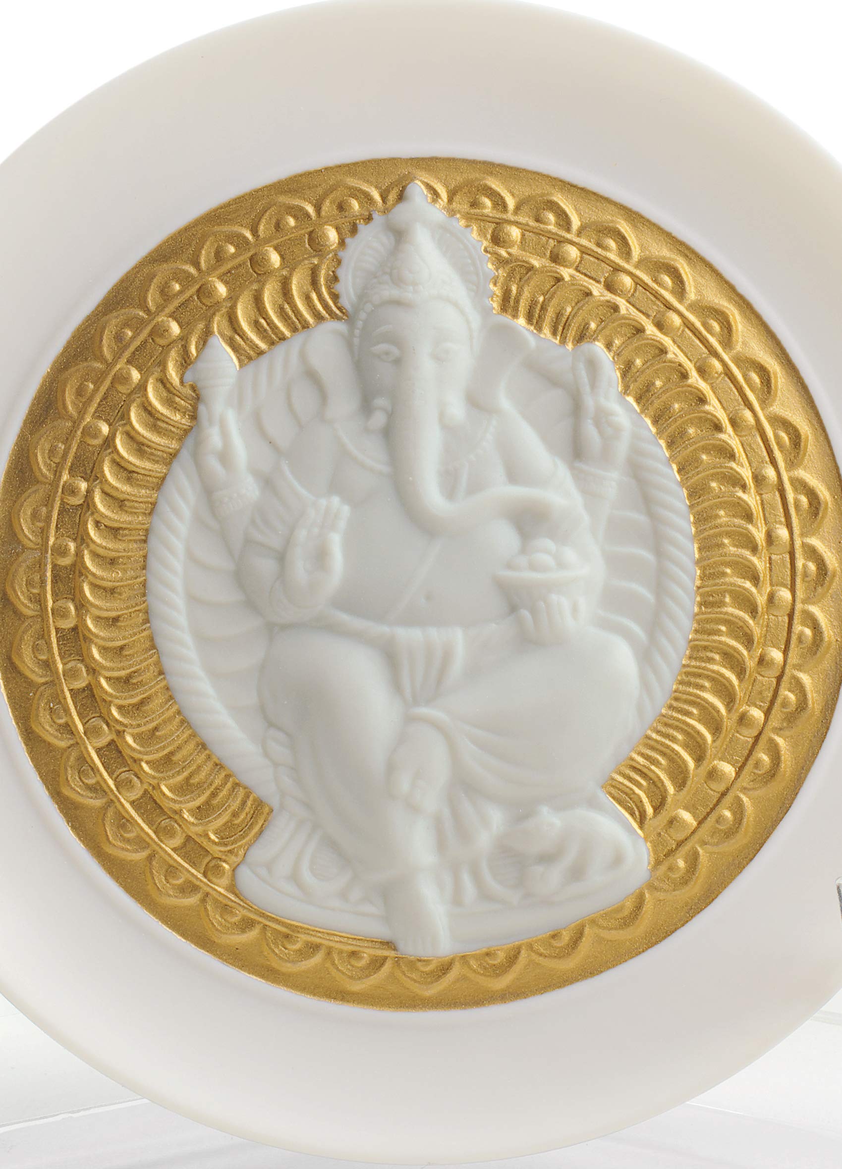 Lladró Piatto Lord Ganesha Porcellana Oro Lustro
