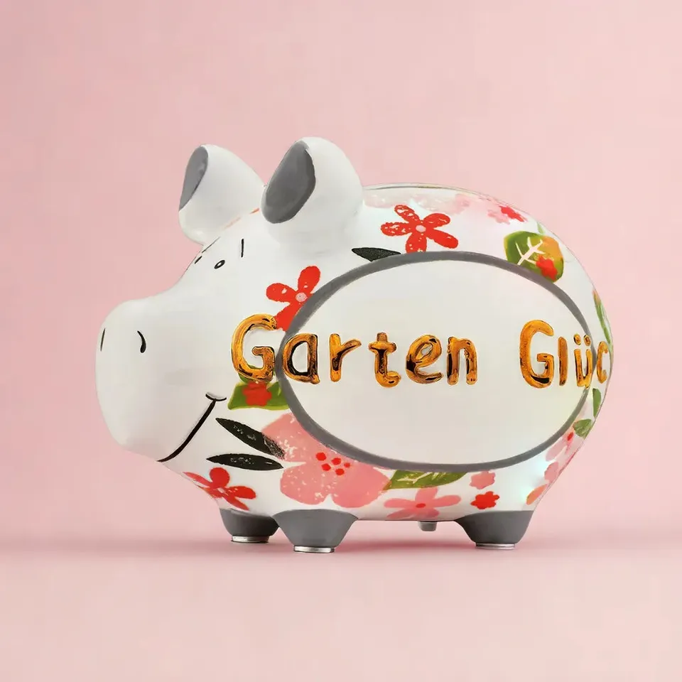 Sparschwein Company Garten Glück salvadanaio maiale piccolo fiori