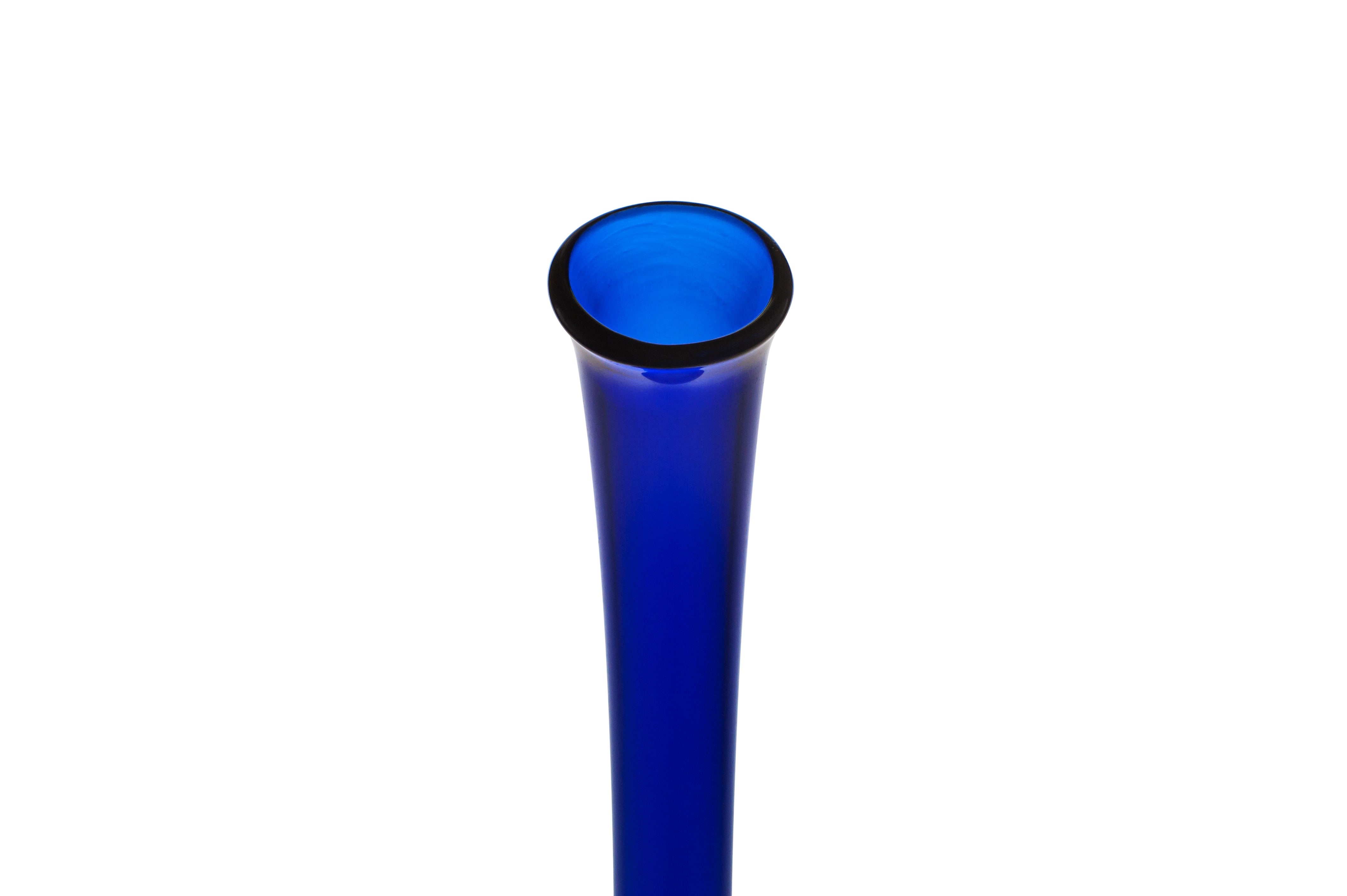 Vaporetto Sonetto vaso vetro Murano 28 cm blu filigrana