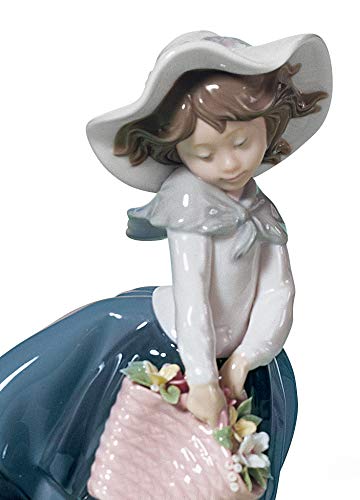Lladró Ragazza Con Borsa figurina porcellana con fiori