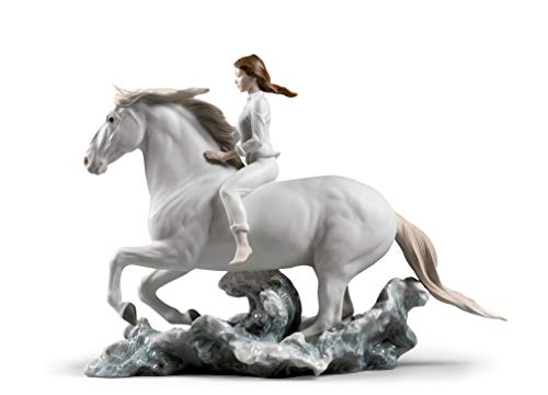 Lladró Cavallo e Donna scultura porcellana Galoppo Mare