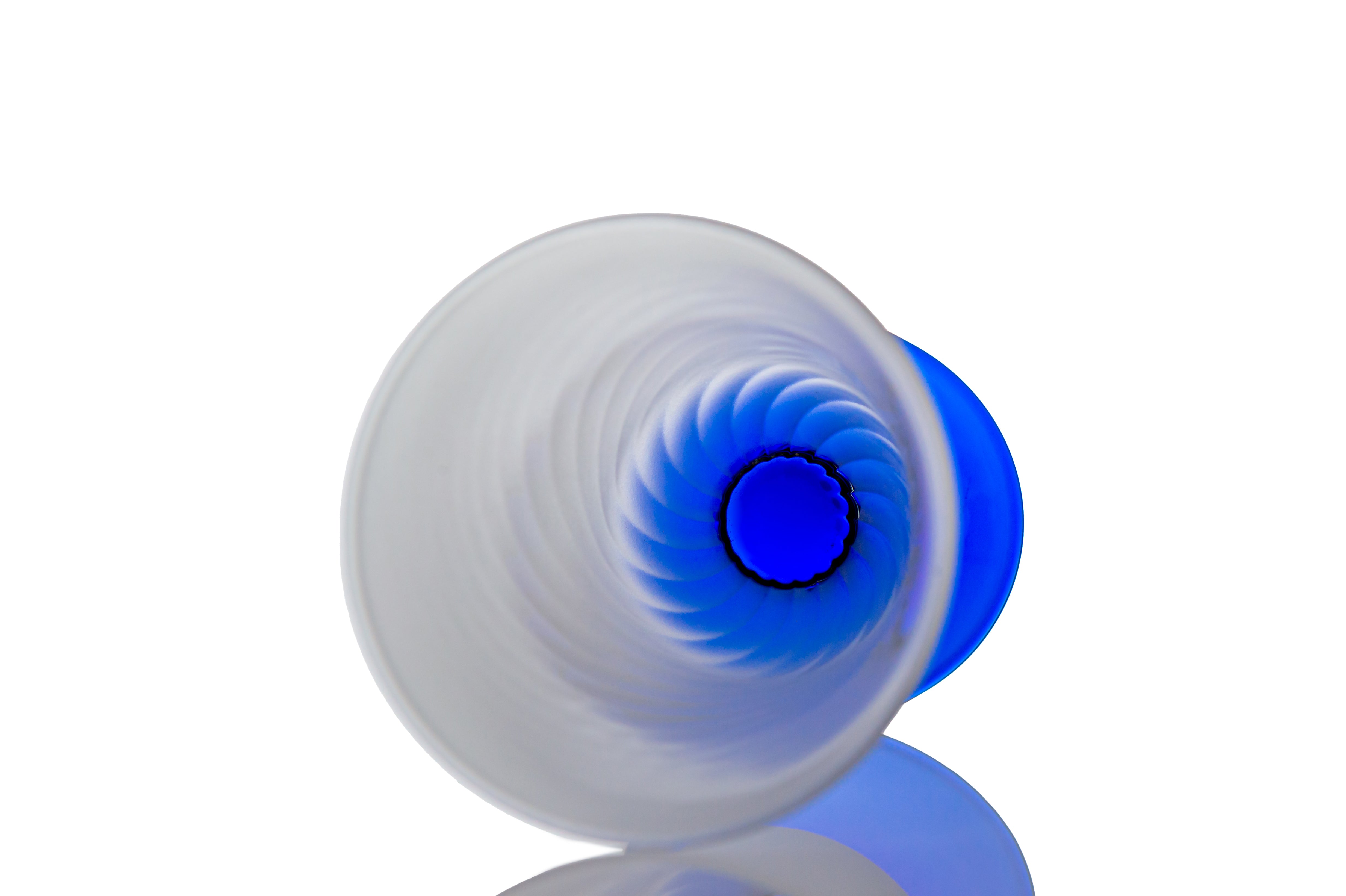 Vaporetto Amalfi bicchiere vetro Murano blu satinato