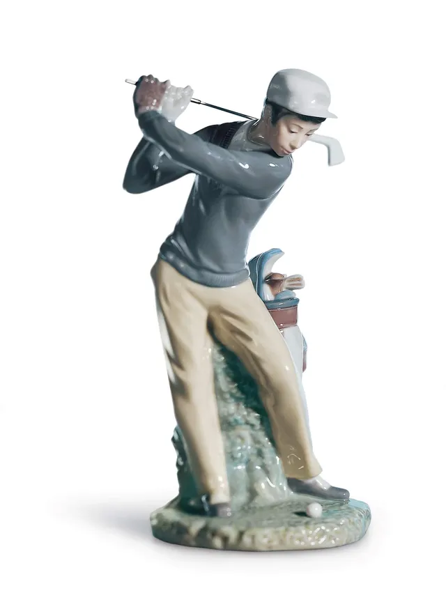 Lladró Sculture Giocatore Golf Figurina Porcellana Uomo Sport