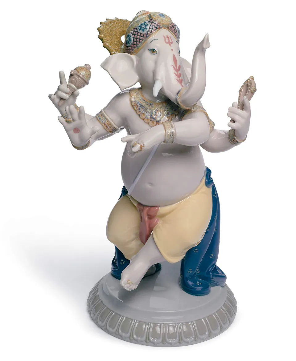 Lladró Ganesha Danzante figurina porcellana fatta a mano