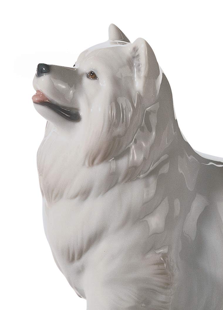 Lladró Sculture Cane figurina porcellana bianco grigio