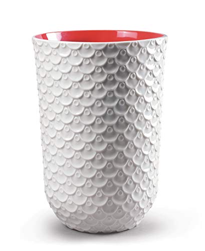 Lladró Drago Cinese vaso porcellana bianco interno rosso