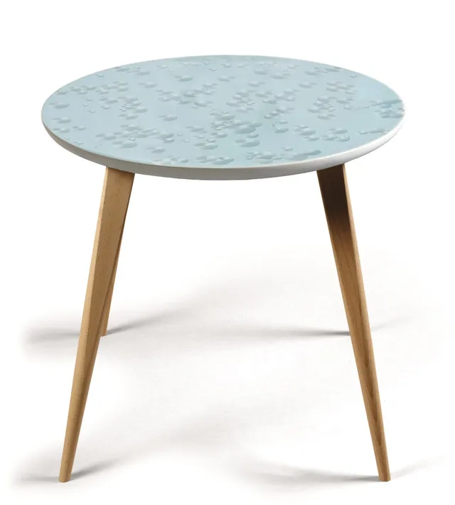 Lladró Momenti tavolino porcellana cristallo rovere blu