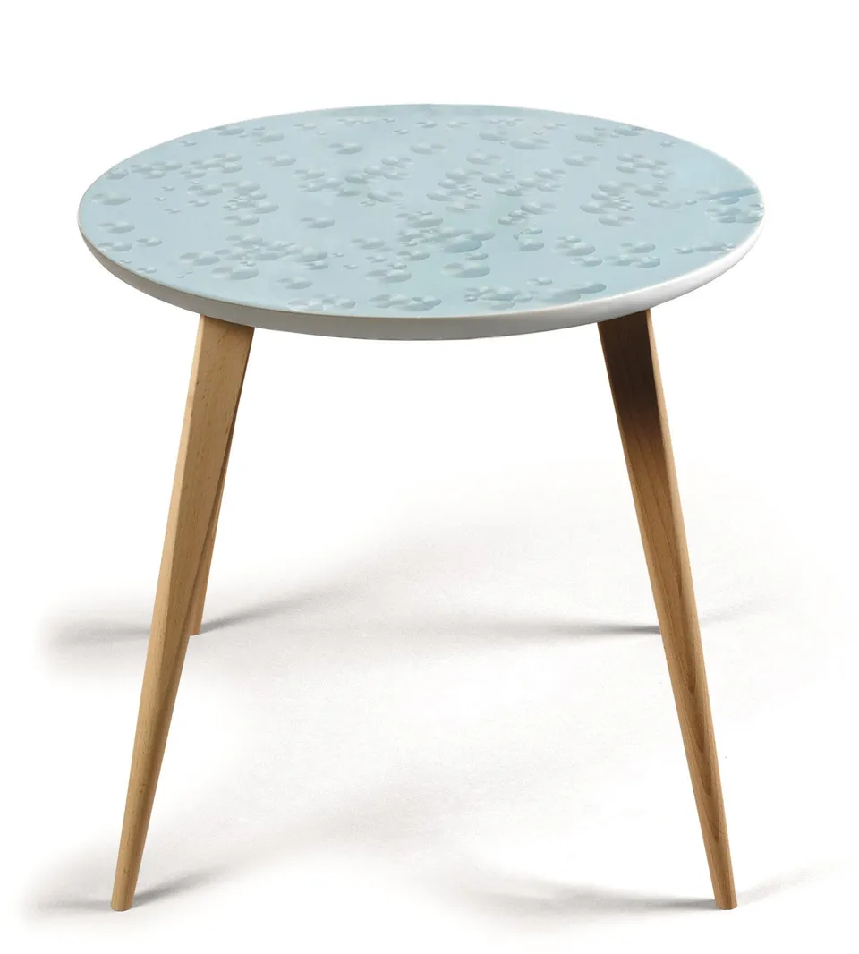 Lladró Momenti tavolino porcellana cristallo rovere blu