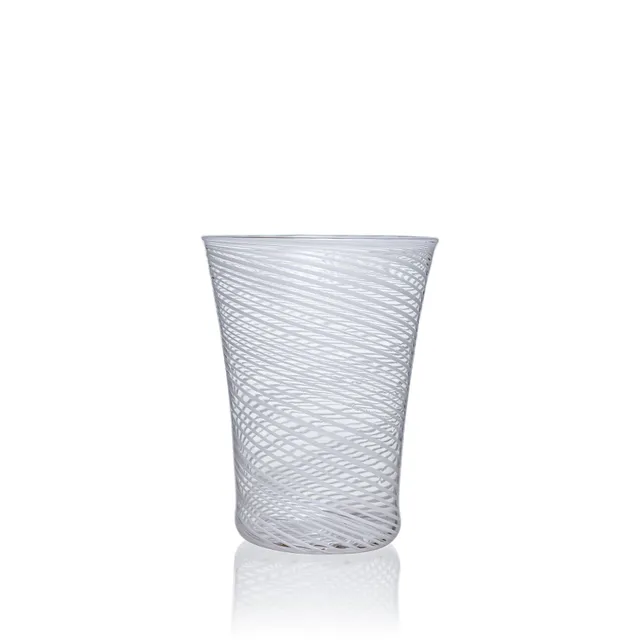 Vaporetto Doge White bicchiere vetro Murano 10 cm reticello