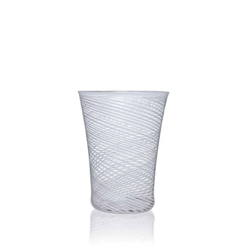 Vaporetto Doge White bicchiere vetro Murano 10 cm reticello