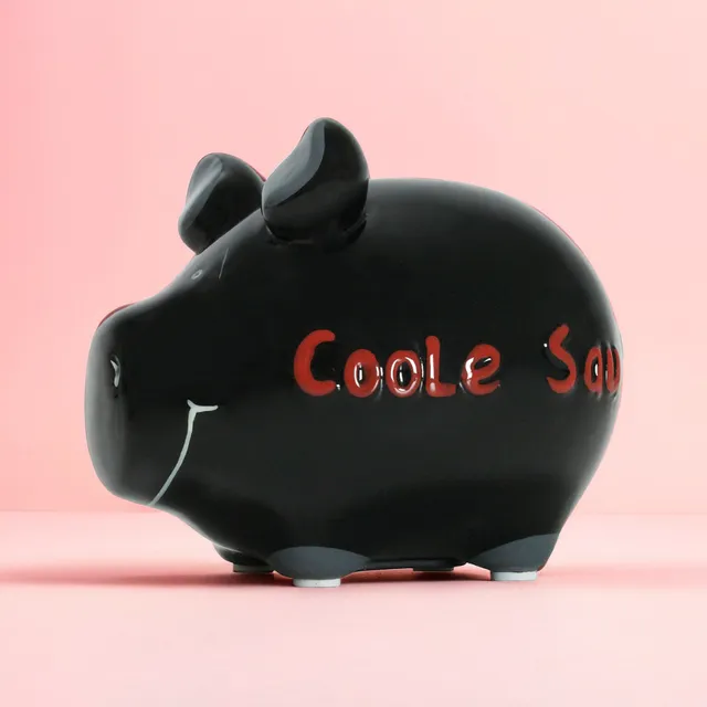 Sparschwein Company Kleinschweine Coole Sau salvadanaio nero rosa