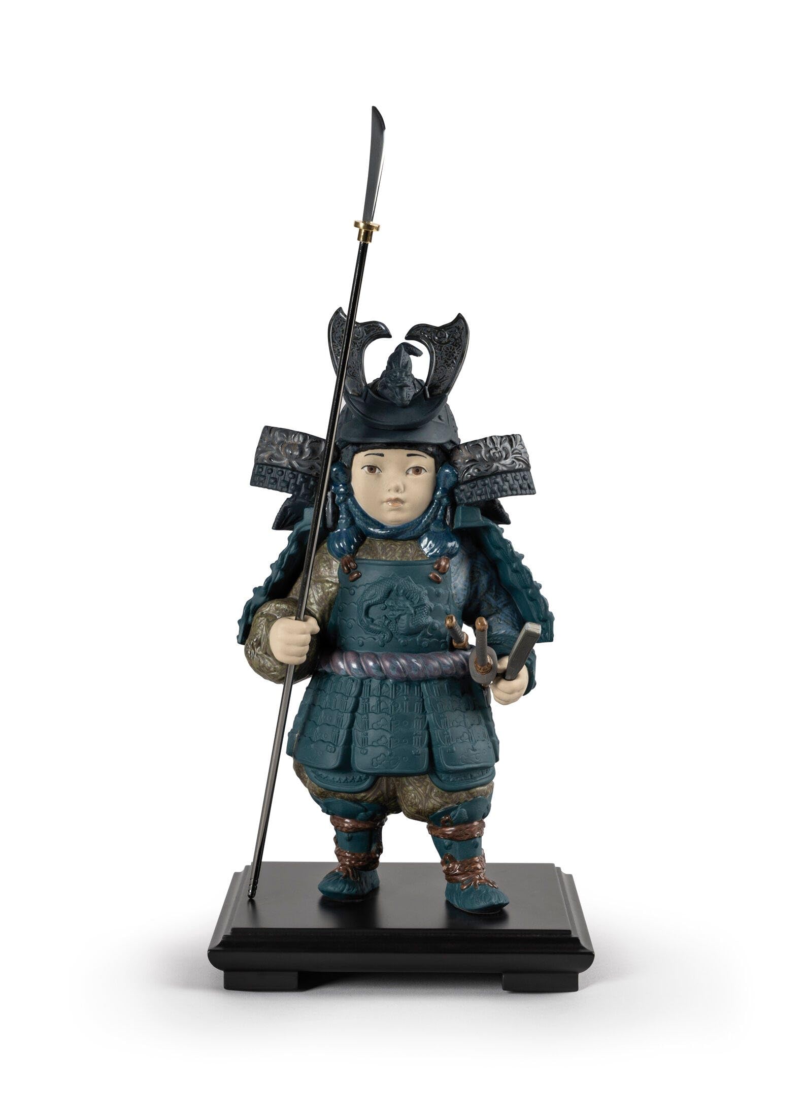 Lladró Sculture Bambino Samurai statuetta blu