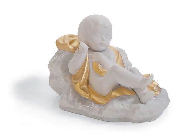 Lladró Sculture Natività Gesù Bambino statuetta lustro oro