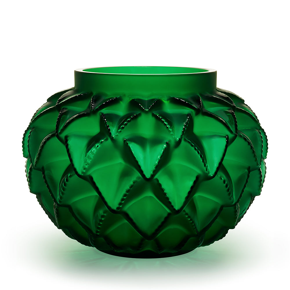 René Lalique Languedoc vaso grande in cristallo verde