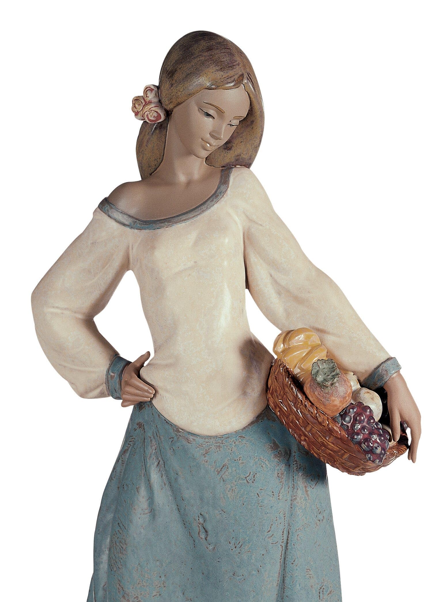 Lladró Sculture Donna Venditrice di Frutta figurina porcellana fatta a mano