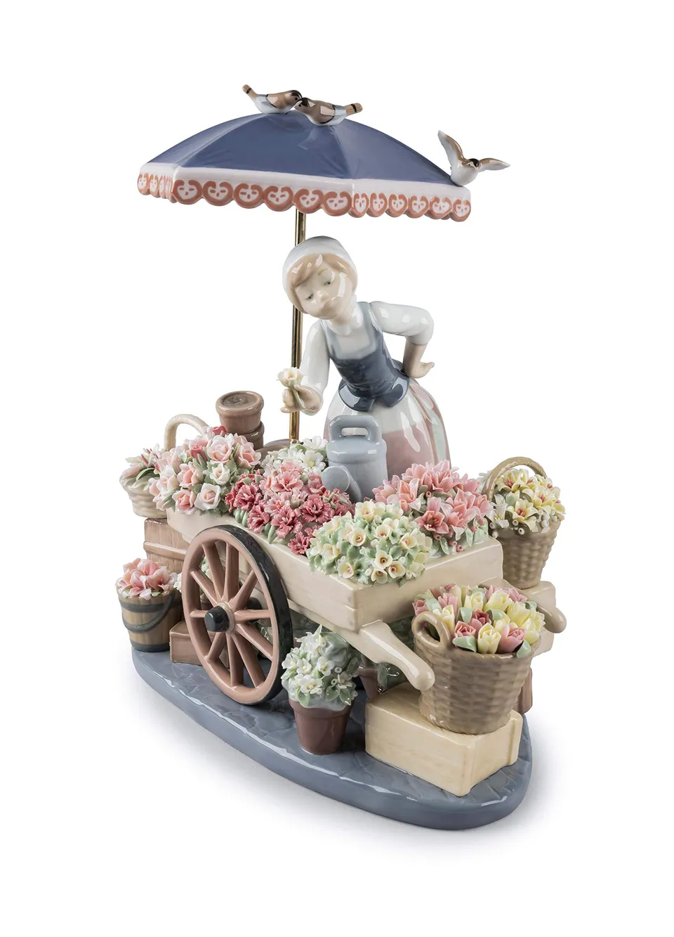 Lladró Donna Fioraia scultura alta porcellana fiori