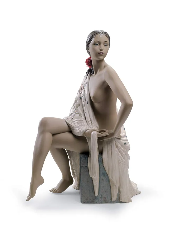 Lladró Donna Nudo con Scialle Figurina Porcellana