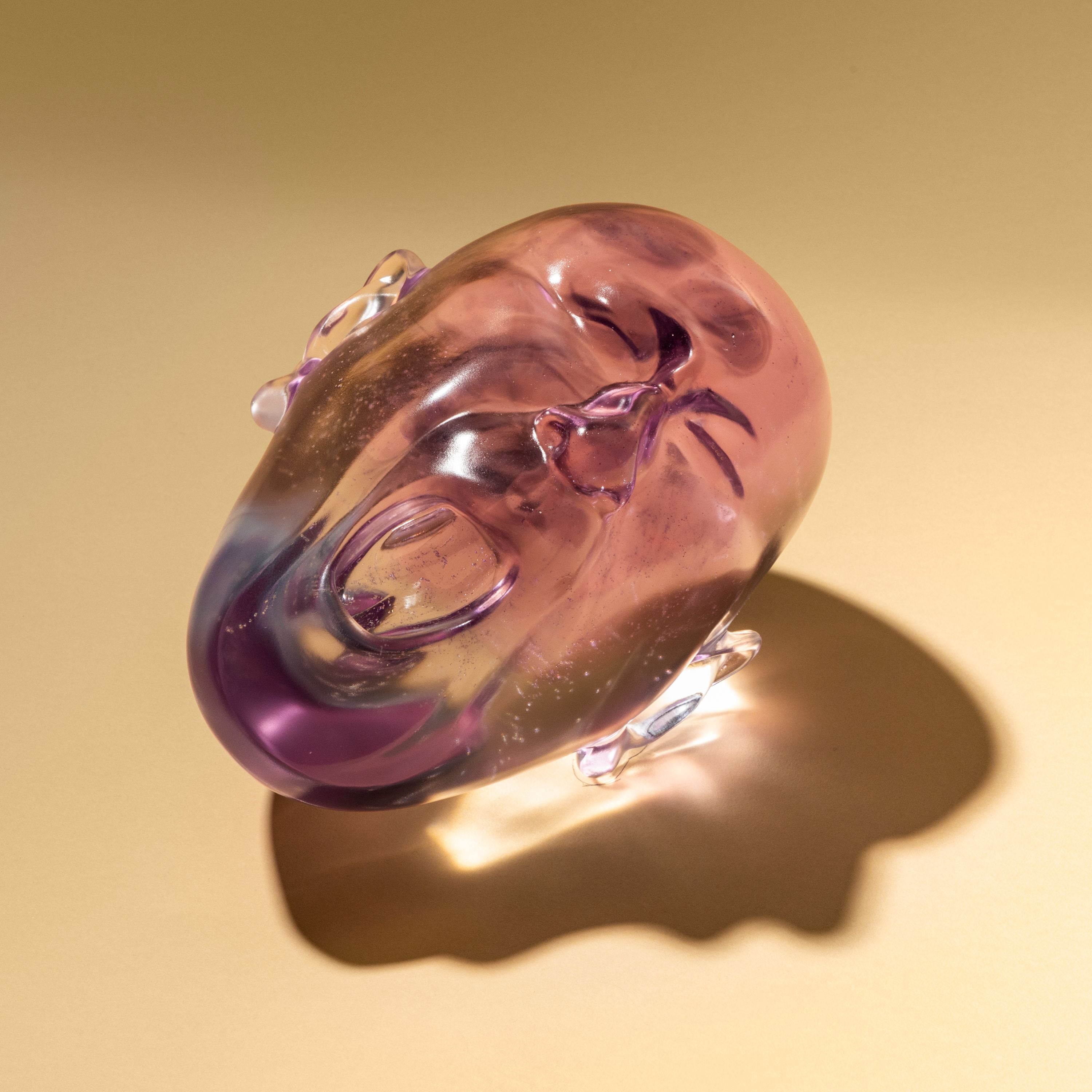 Lalique Art Yawning Man scultura cristallo rosa L