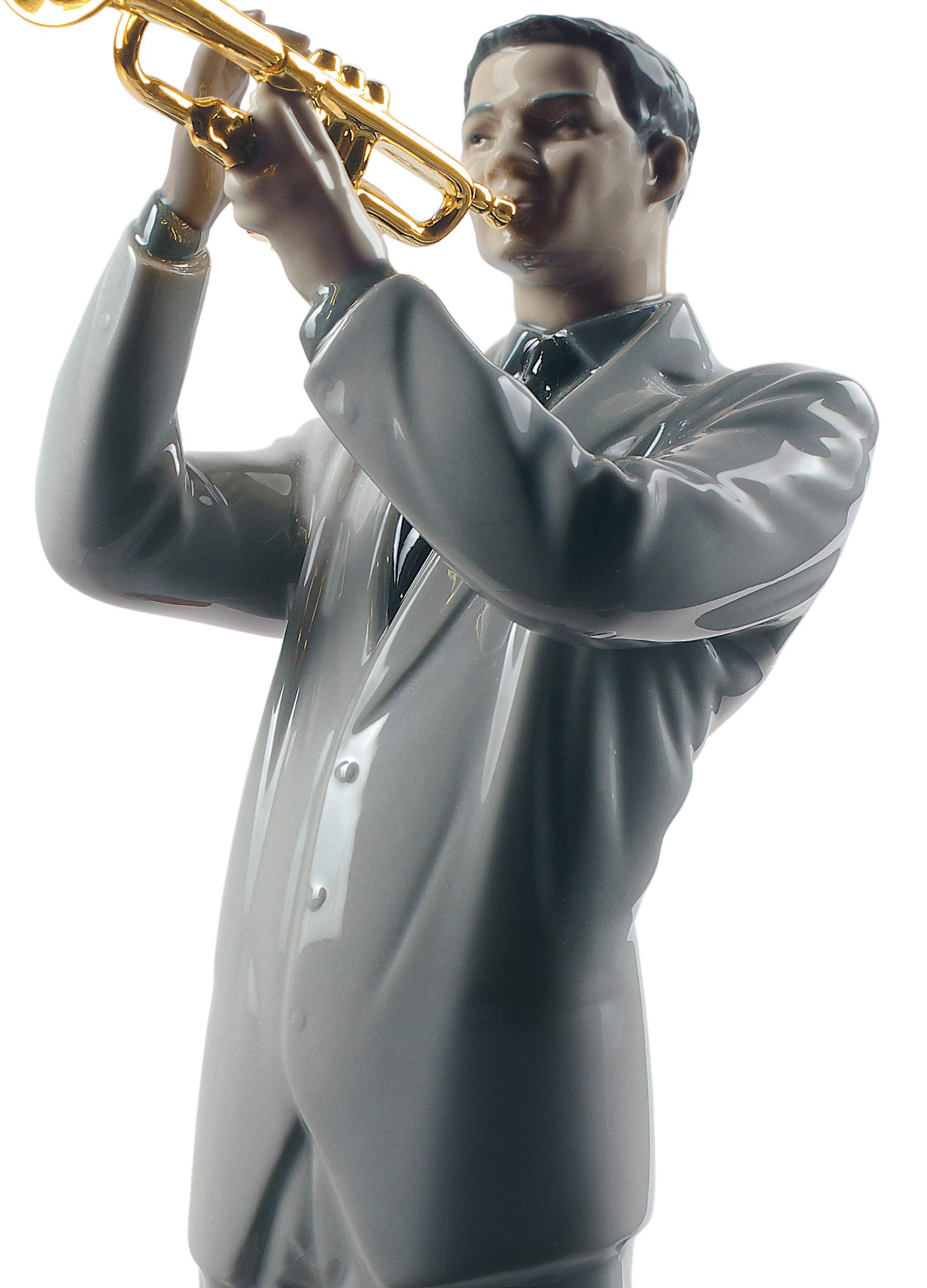 Lladró Sculture Trombettista Jazz figurina porcellana oro