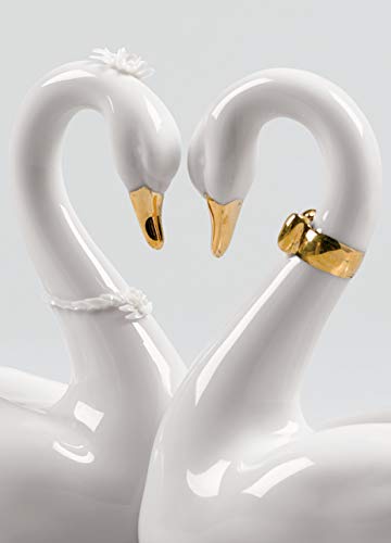 Lladró Cigni Amore Senza Fine figurina porcellana oro