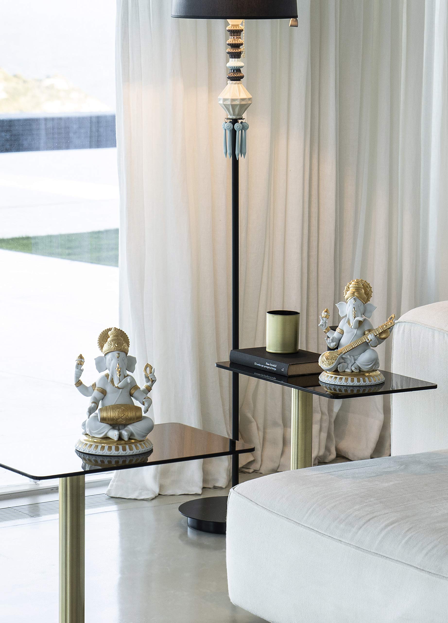 Lladró Sculture Ganesha con Veena figurina oro lustro