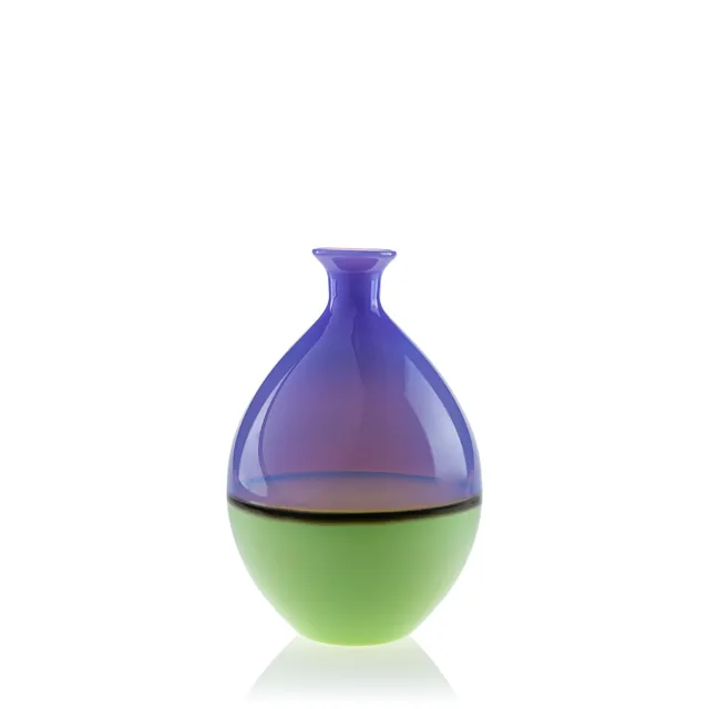 Vaporetto Lido vaso vetro Murano neon nero opaco H 13 cm
