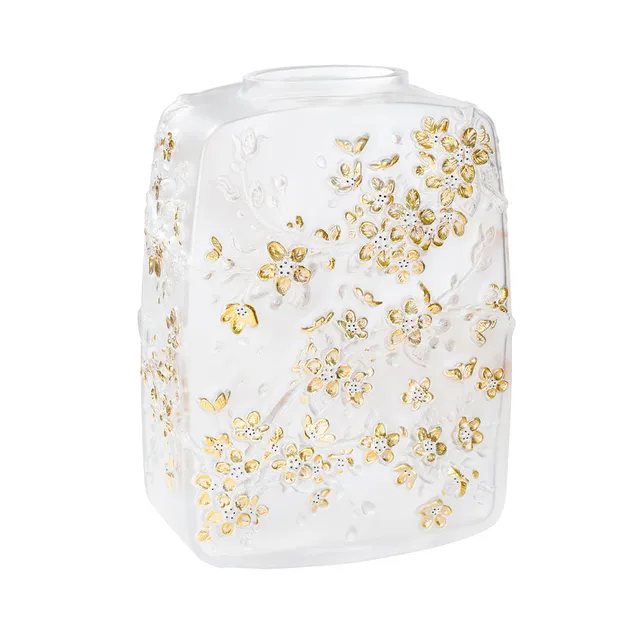 Lalique Fleurs de Cerisier vaso cristallo oro numerato