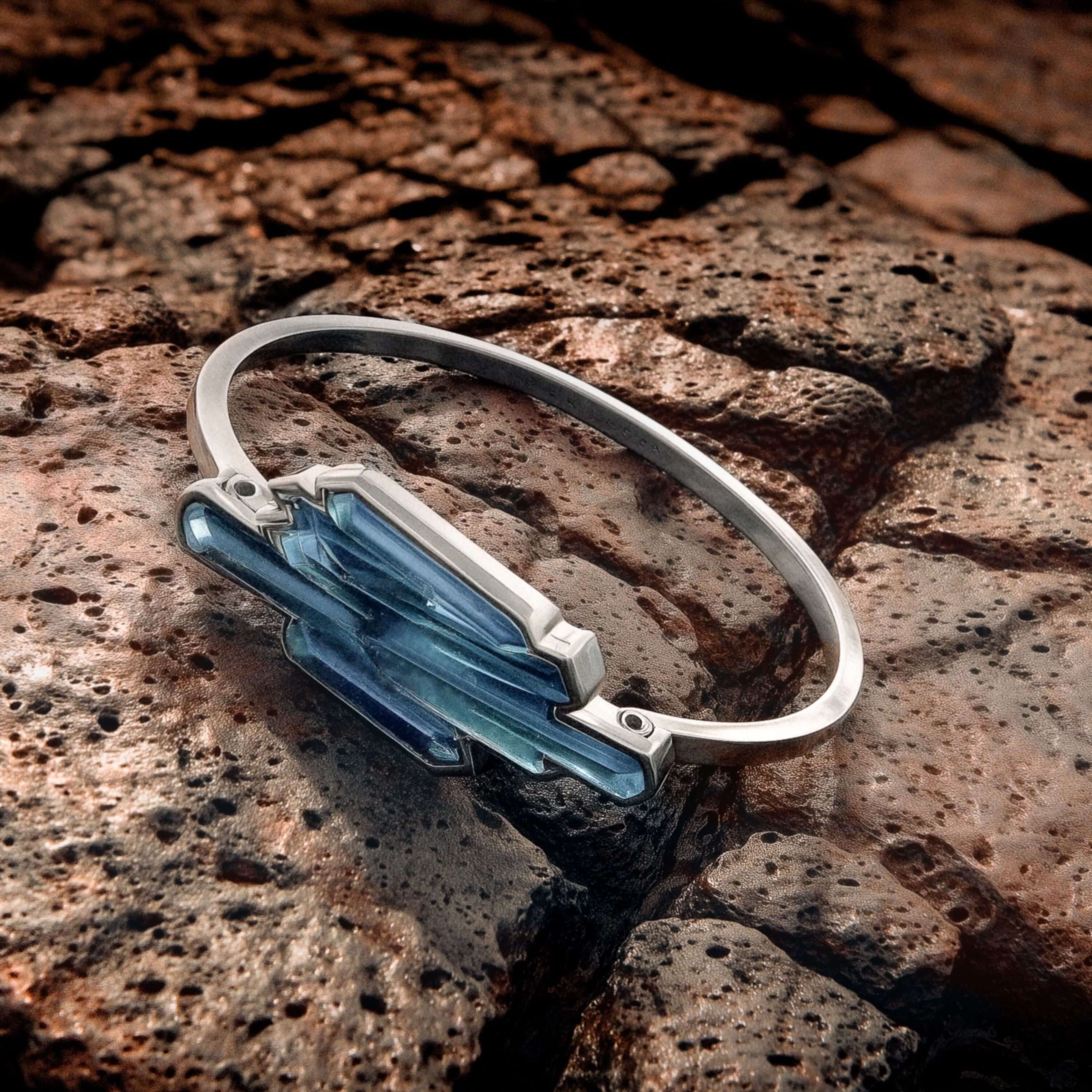 Lalique Jewellery Terramineral bracciale rigido blu taglia S