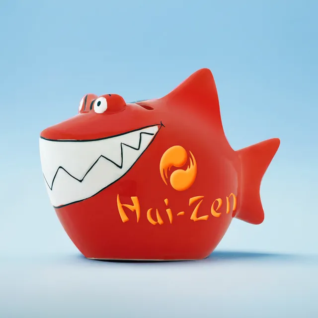 Sparschwein Company Kleinhaie Hai-Zen salvadanaio piccolo rosso