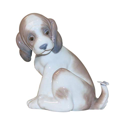 Lladró Sculture Cane con Farfalla Figurina Porcellana