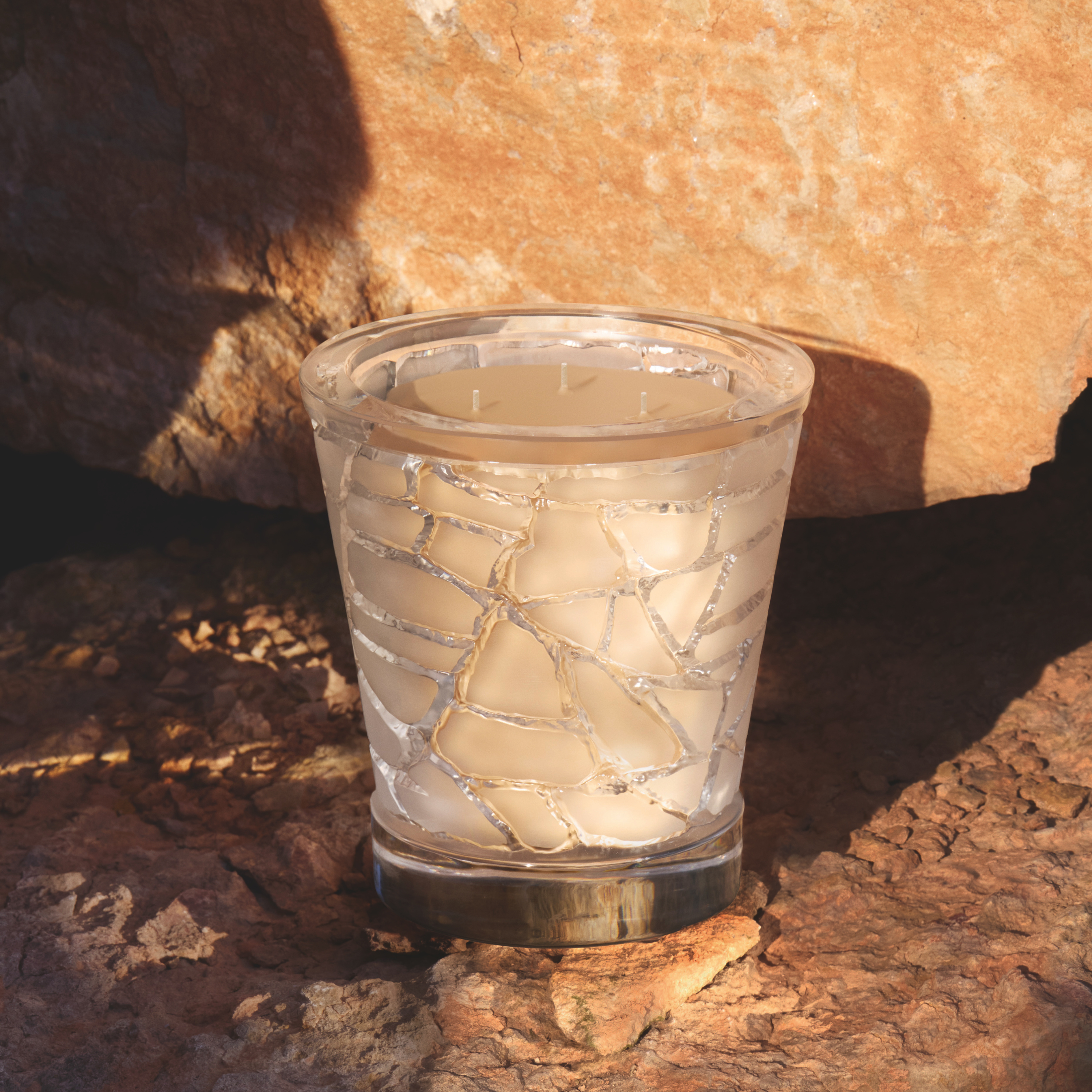 René Lalique Mineral candela profumata in cristallo ambrata