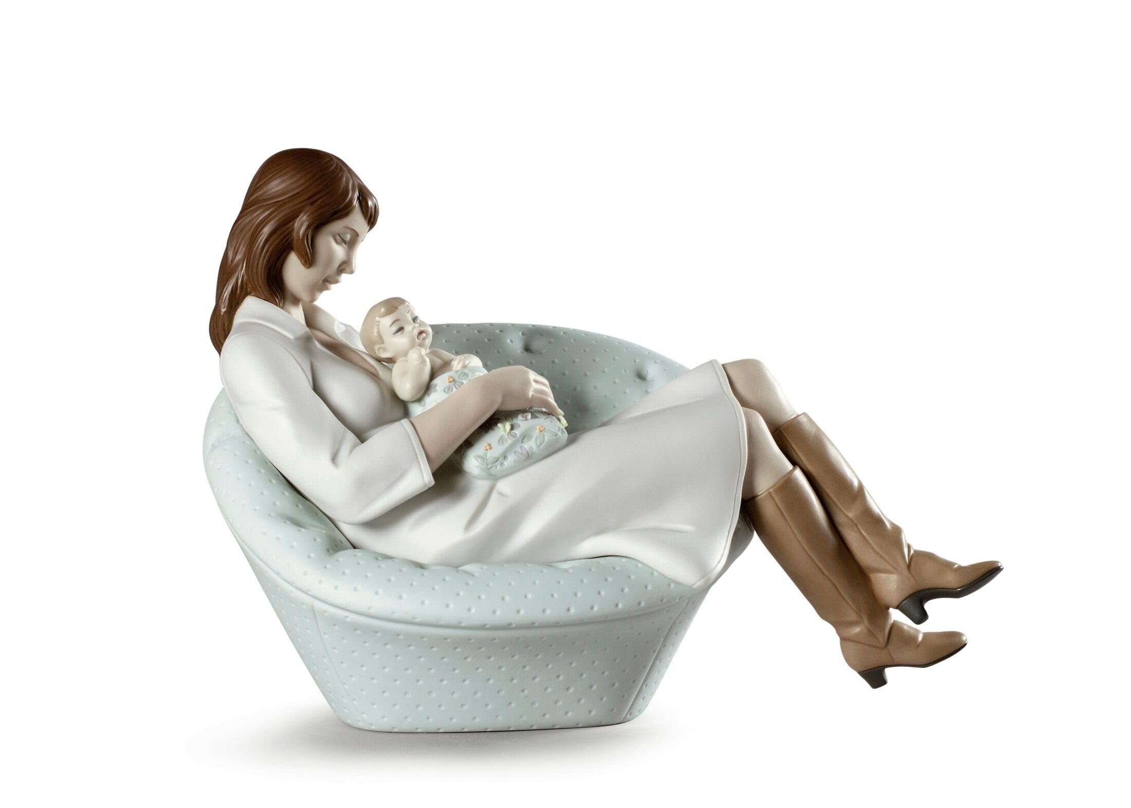 Lladró Sculture Dormendo con Mamma Figurina Porcellana Opaca Colori