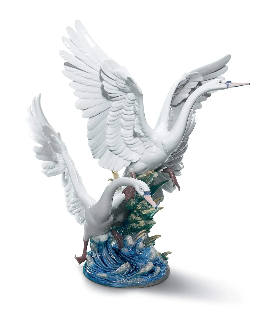 Lladró Volo di Cigni scultura cigno porcellana fatta a mano